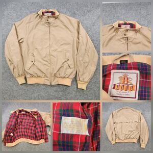 Vintage Baracuta by Van Heusen Jacket Mens 46L Tan Harrington Tartan Lined 90s